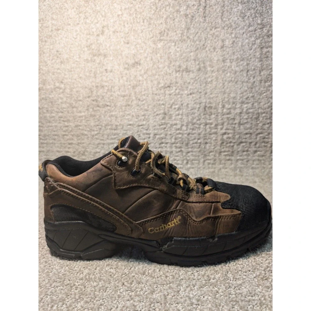 Carhartt Work Boots Mens 9.5 Steel Toe Safety Shoes Brown Leather Vintage